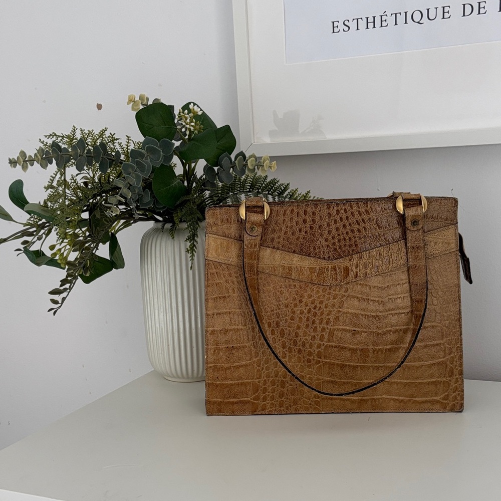 🎀Vintage🎀 1960s Maxine Elegant Tan Crocodile Leather Handbag Satchel